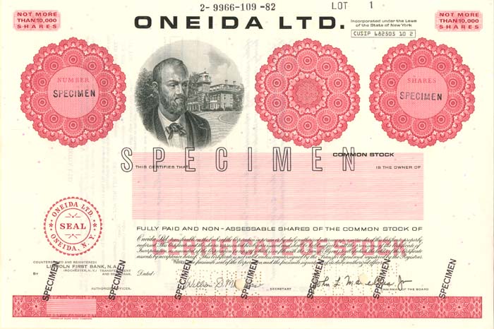 Oneida Ltd. - Stock Certificate